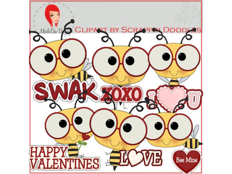 Valentine Bumbly Bee Mine {Bumble Bees} Clip Art by Scrappin Doodles