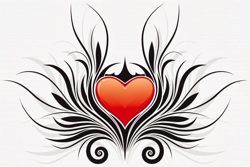 Background of Tribal Heart Tattoo Idea