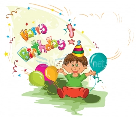 kids birthday party vector background - Stock vector art graphics 