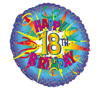 Happy 18th Birthday - large foil helium balloon | Teddy, Wine,