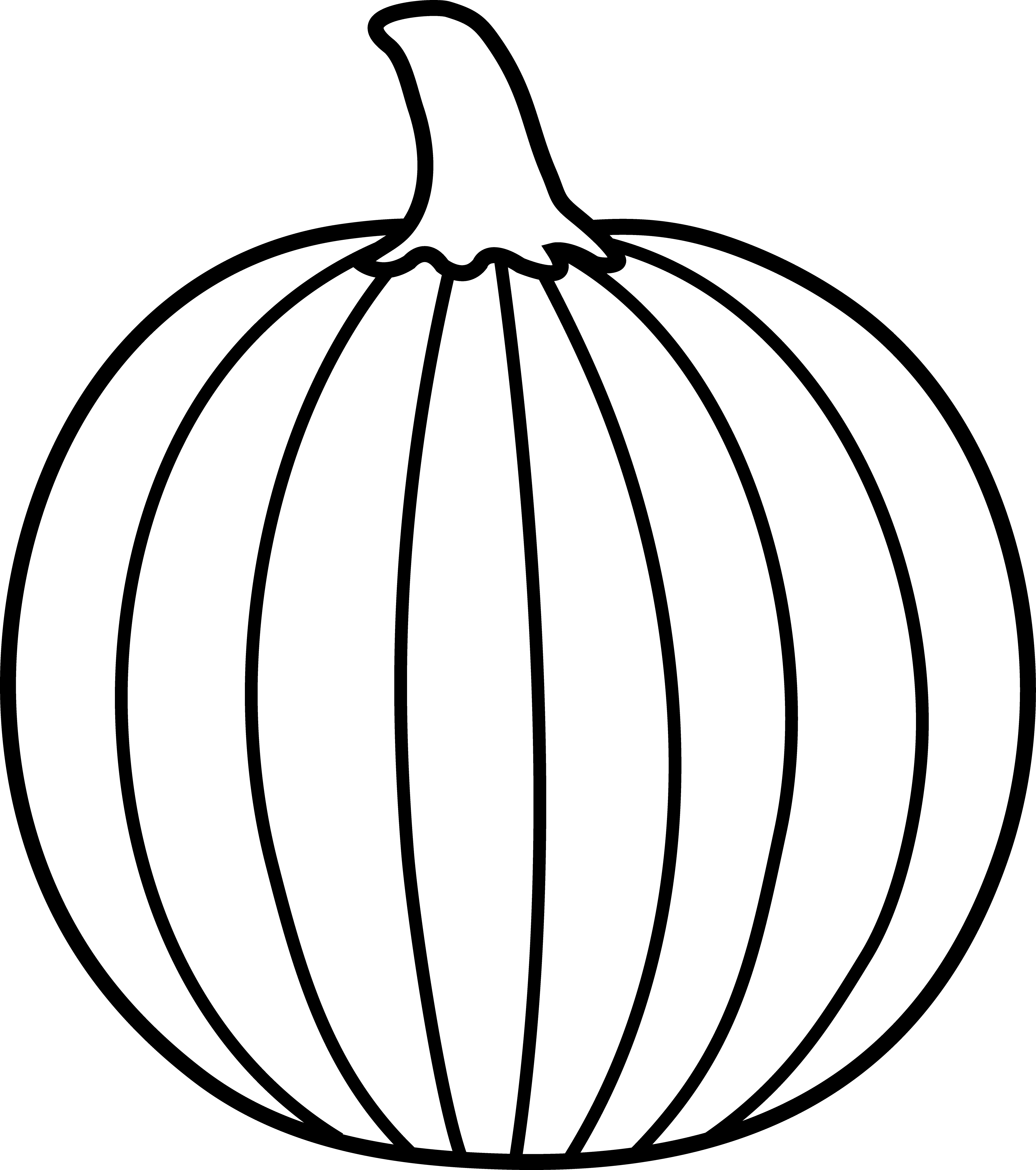 Black and White Pumpkin Lineart - Free Clip Art
