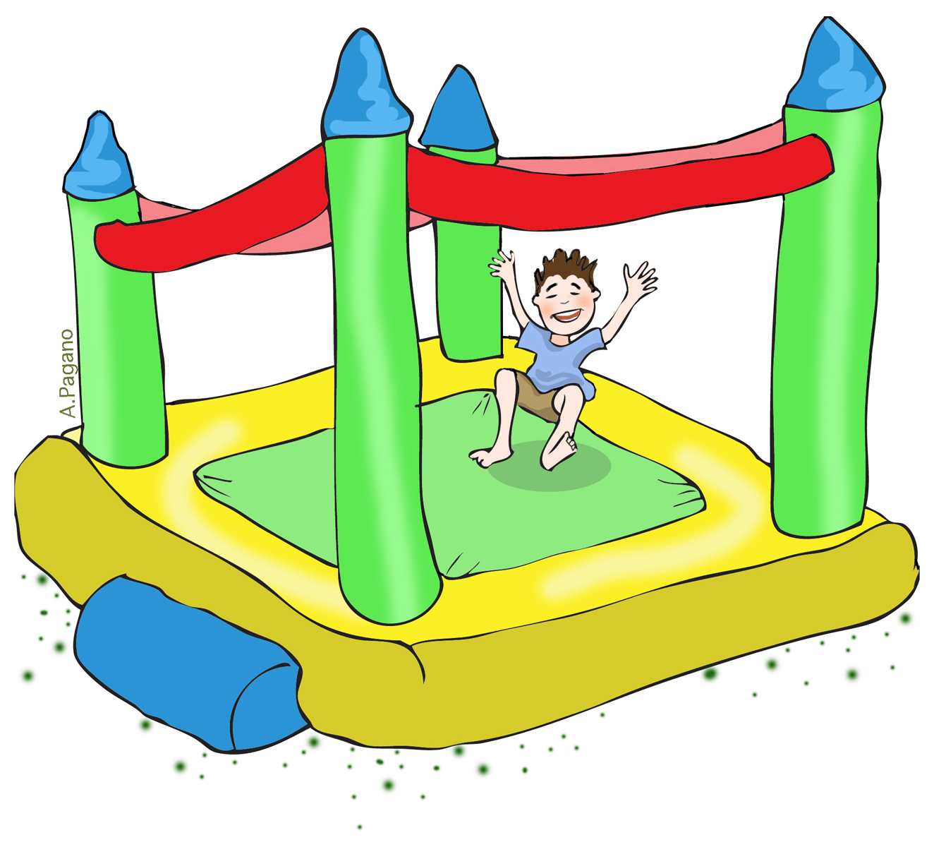 jumper house scene clipart