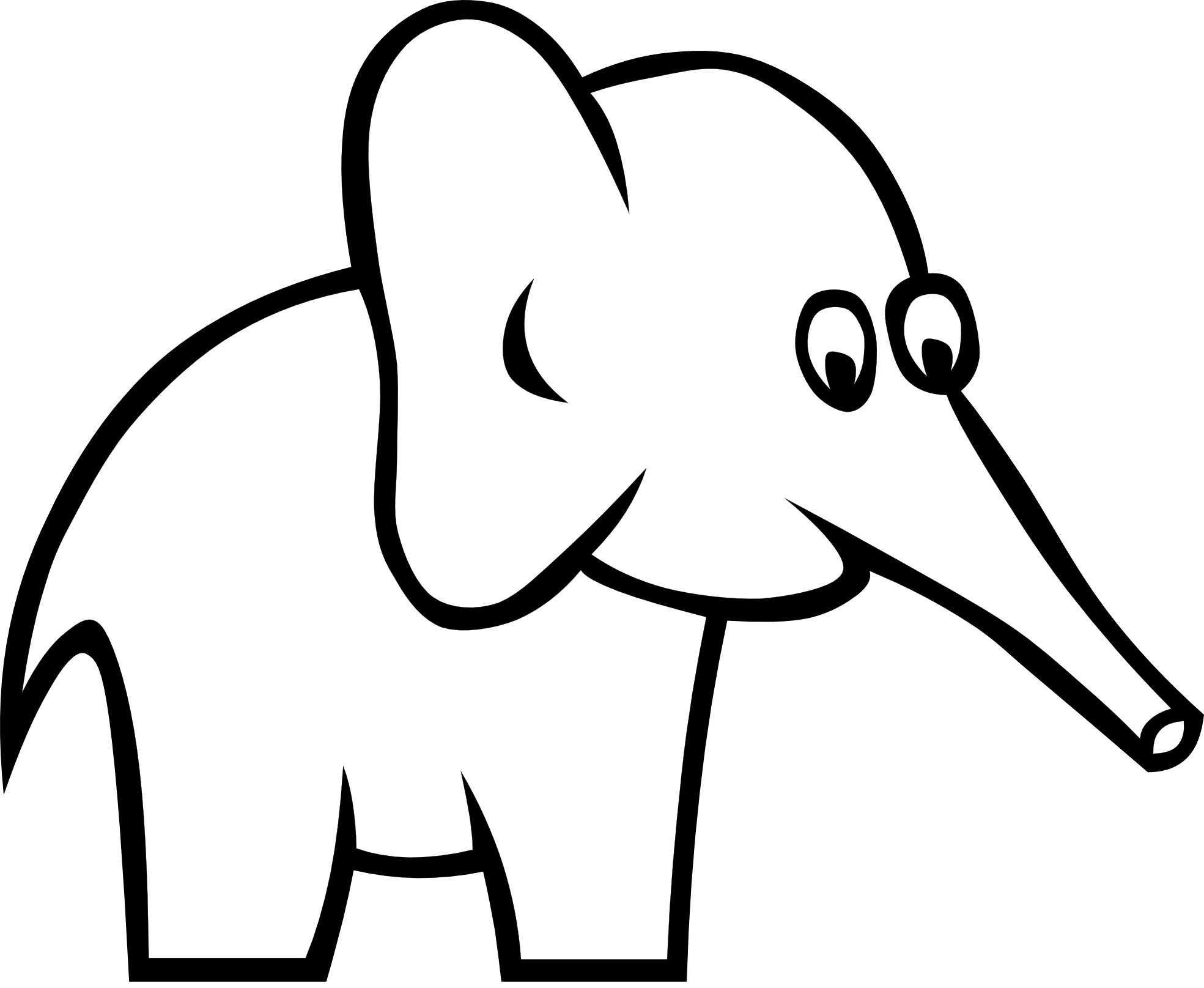 certain Elephant Black White Line Art Scalable Vector Graphics SVG 