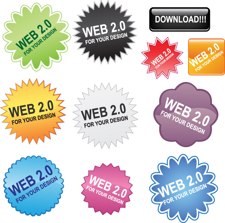 Free Web 2.0 Buttons Vector Pack Free Vector 