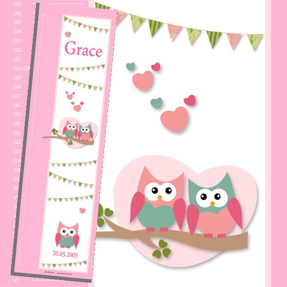 Personalised Placemat A4 Cute Hoots Pink Border Owls Bunting BY 