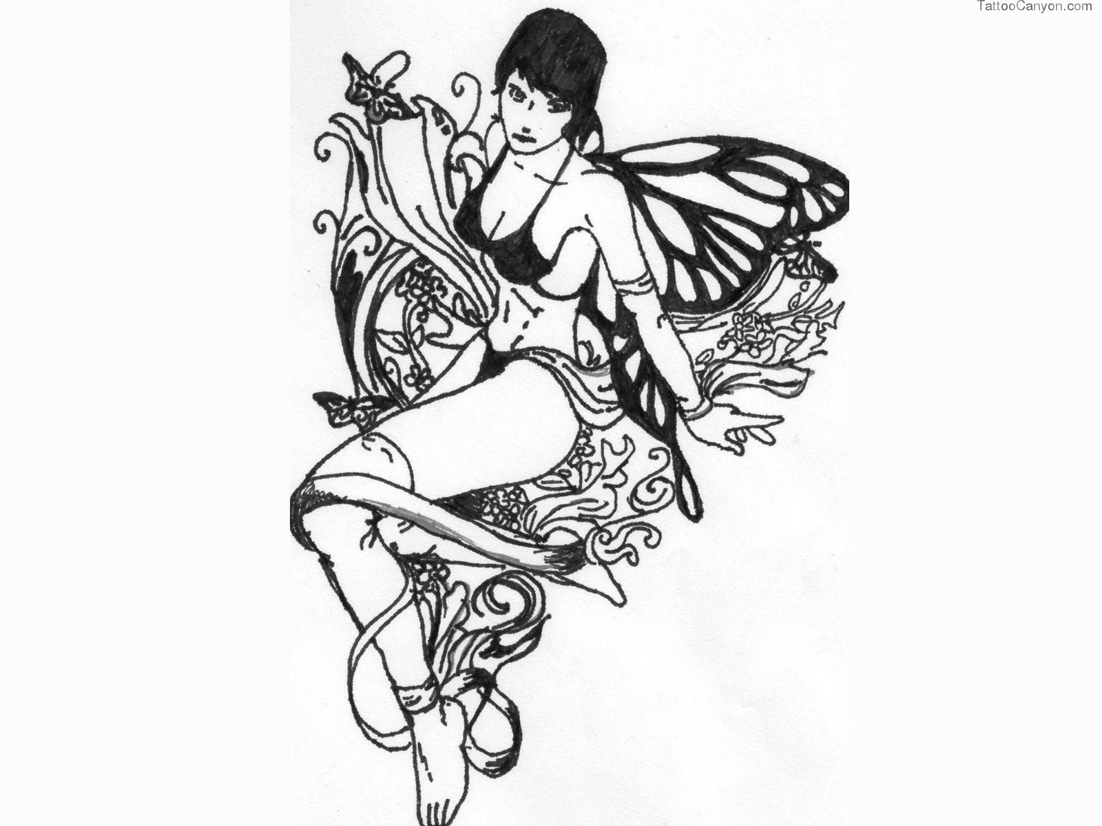 black-and-white-tattoo-design-of-girl-clip-art-library