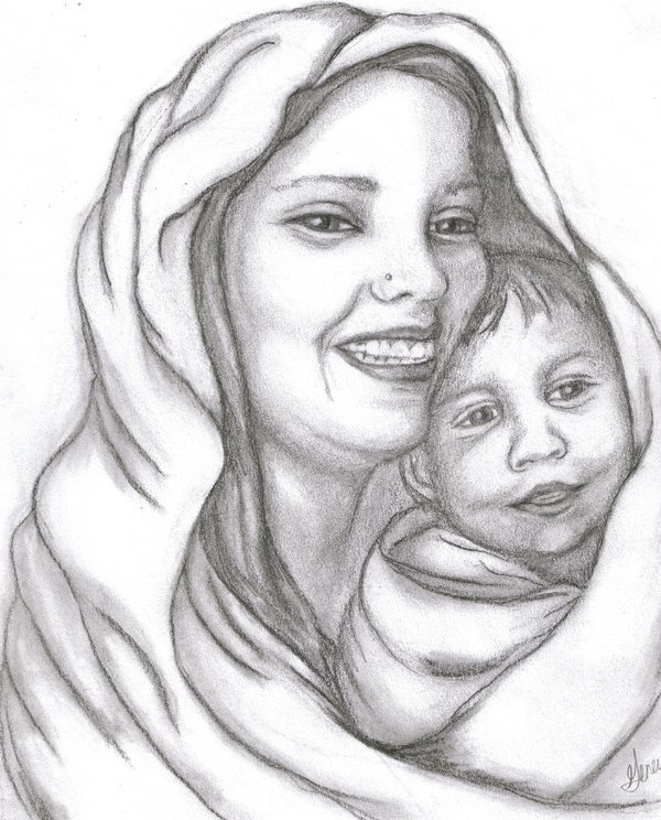 Mother and Child Drawing | 