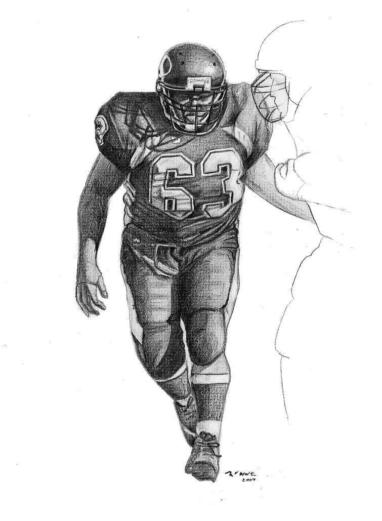 Realistic Pencil Football Player Drawing