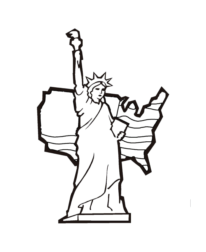 Statue Of Liberty Black And White Coloring Page - Gallery