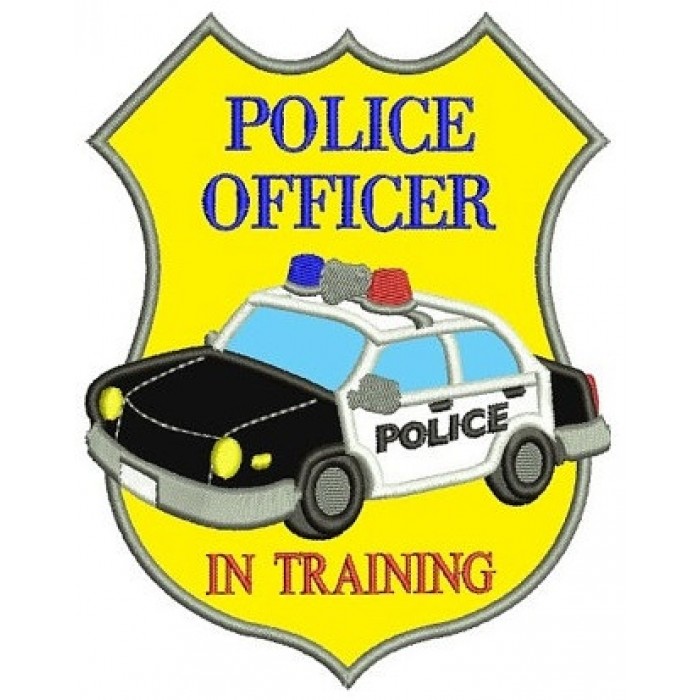 Police Officer in Training Badge Applique Embroidery Digitized 