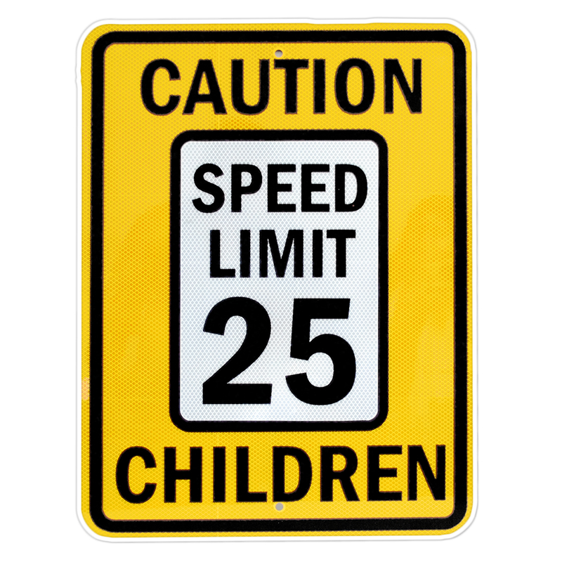 Speed Limit Sign, Caution Children Sign  25 MPH Sign, SKU: K-