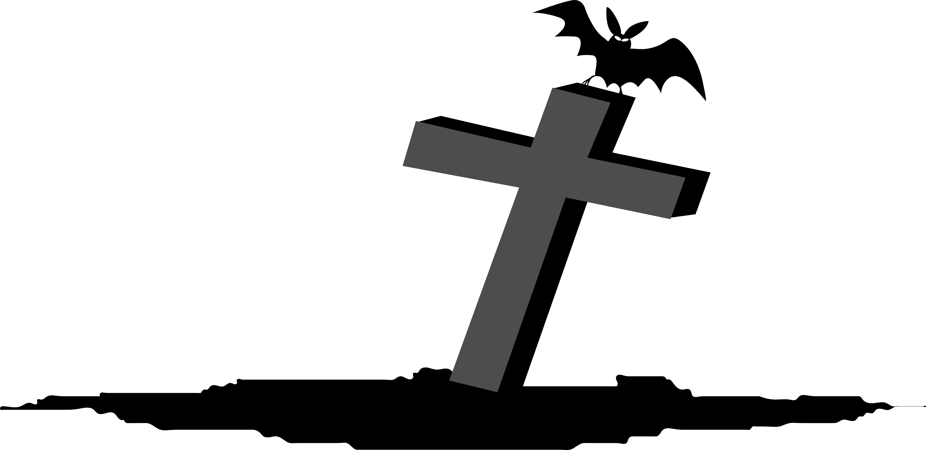 Bat On Tombstone - Free Halloween Vector Clipart Illustration by 