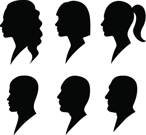 Creative man and woman silhouettes vector set 05 - Vector People 