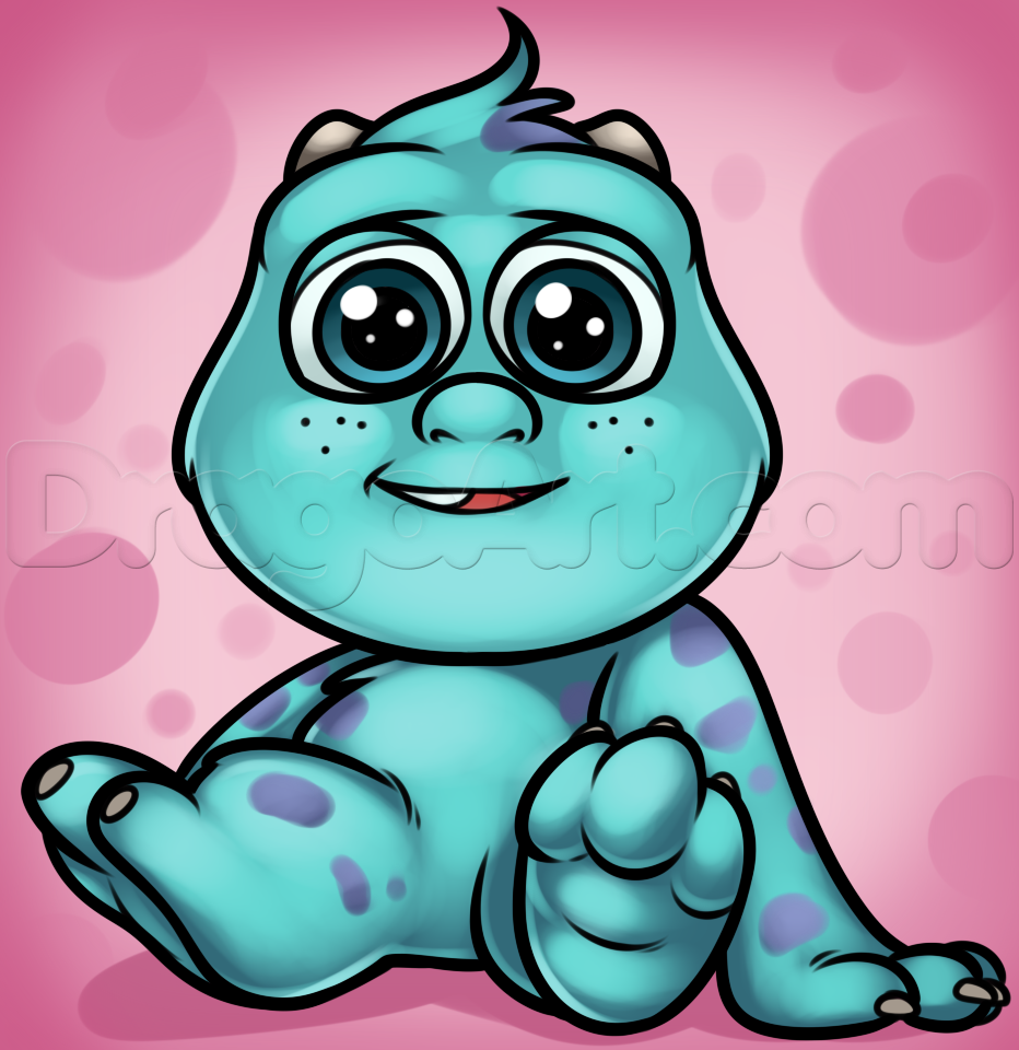 How to Draw Baby Sulley, Step by Step, Disney Characters, Cartoons 