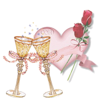 champagne glasses with hearts