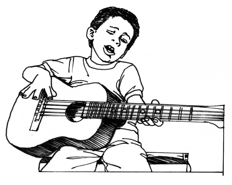 Boy Play Guitar Coloring Page Id 47073 Uncategorized Yoand 194681 