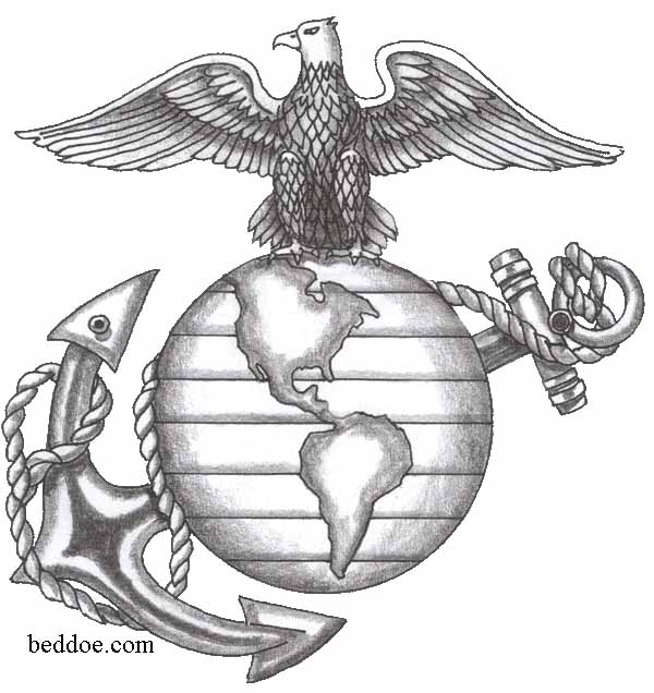 USMC Tattoo - EGA STENCIL: Eagle Globe  Anchor LINE ART