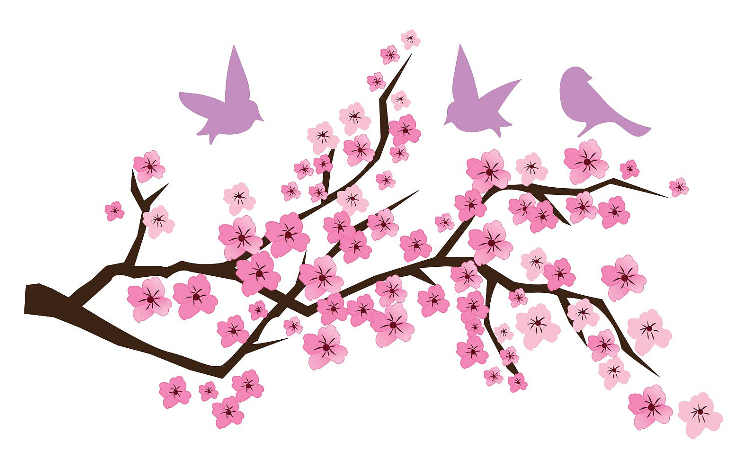 Cherry Blossom Branch Birds Vinyl Wall Art FAST by BeautifulWalls