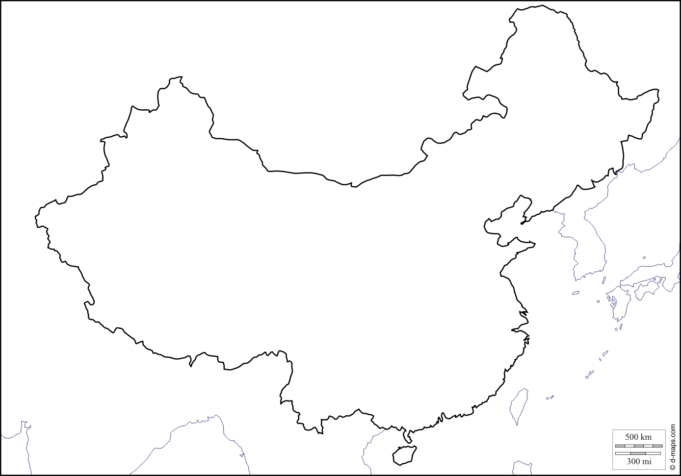 China: free map, free blank map, free outline map, free base map 