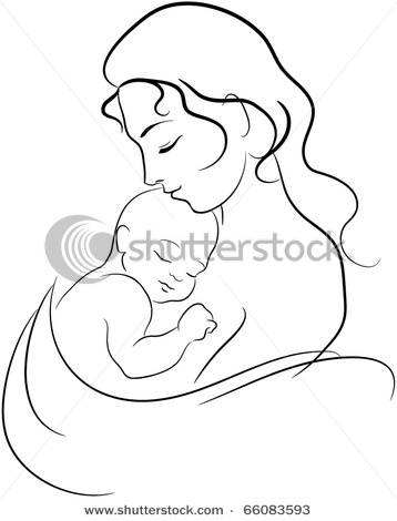 Mother-Child Line Drawings | Graphic Design | Clipart library