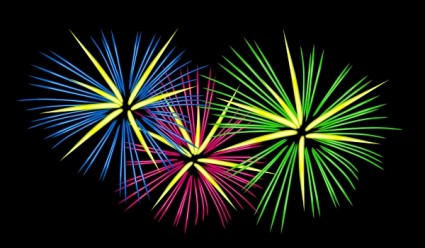 Three Colour Fireworks clip art Free vector in Open office drawing 