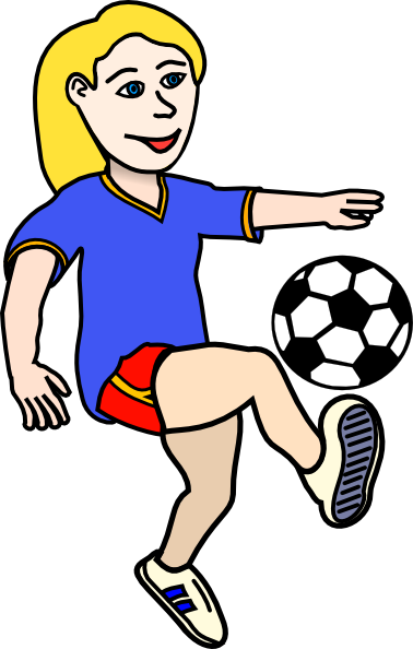 Soccer Playing Girl Coloured clip art - vector clip art online 