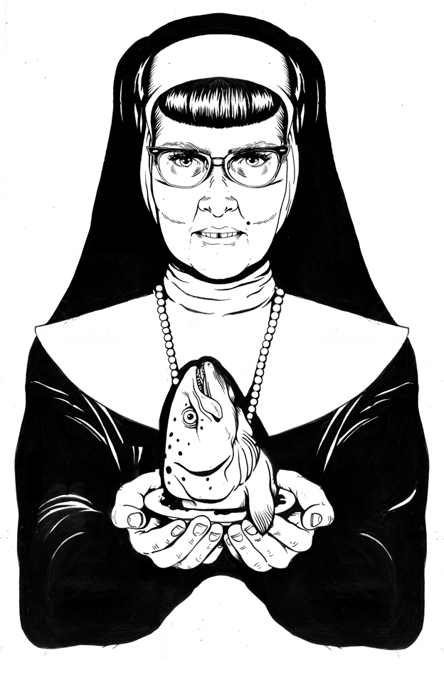 drawing of a nun.