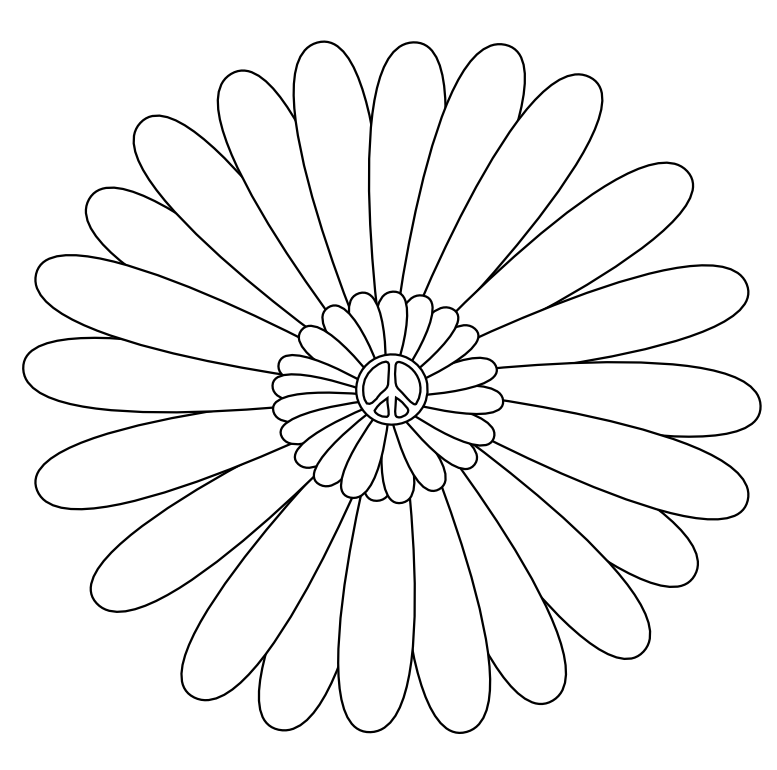 Peace Symbol Peace Sign Flower 55 Black White Line Art Tattoo 