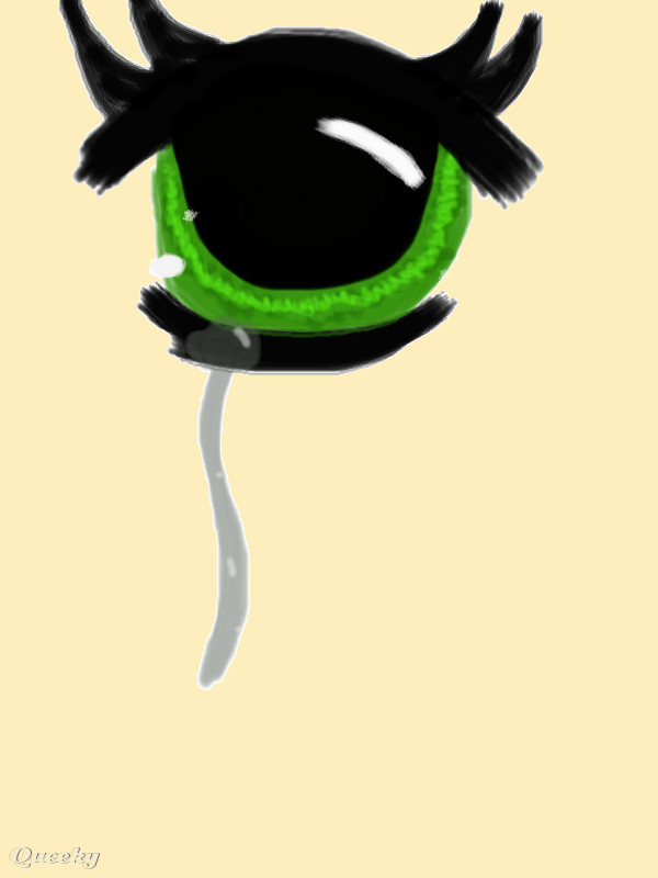 Green crying eye ? an anime drawing by Abbeypatton12 . Queeky 