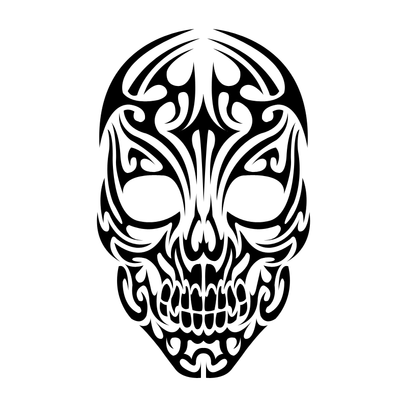Unique Black Tribal Skull Tattoo Design