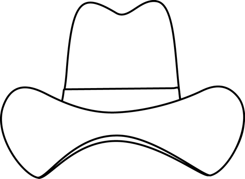 Black and White Simple Cowboy Hat Clip Art - Black and White 