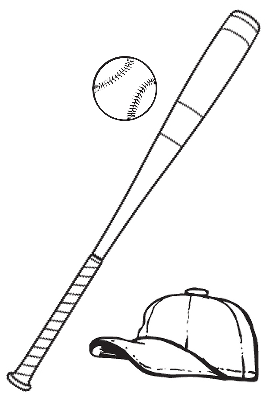 bat ball clipart black and white