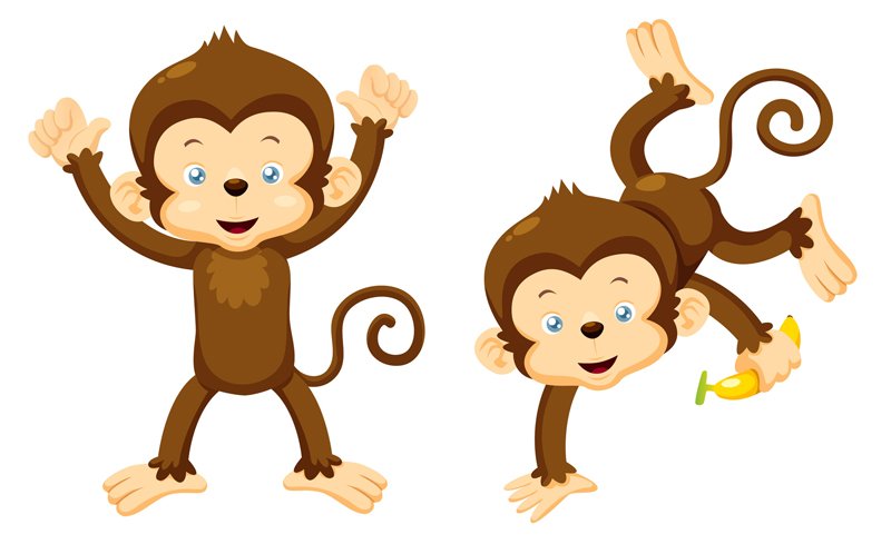 cute cartoon monkeys hanging