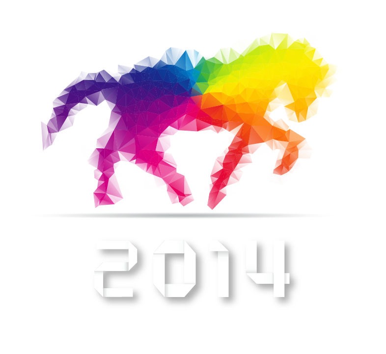 2014 Year with Colorful Horse Vector Illustration | Free Vector 