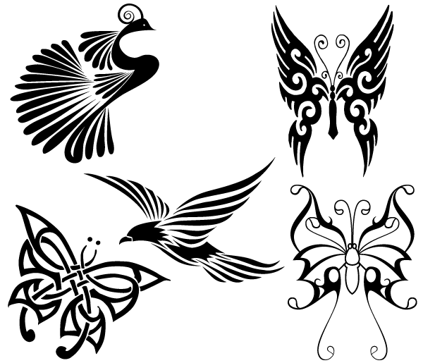 Free Tribal Birds and Butterflies Vector | Download Free Vector 