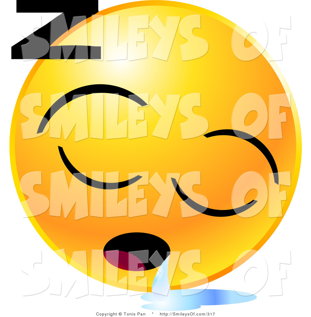 Vector of an Yellow Emoticon Face Sleeping and Drooling with a 