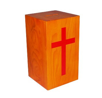  : Wood Collection Donation Box Church Offering Coin 