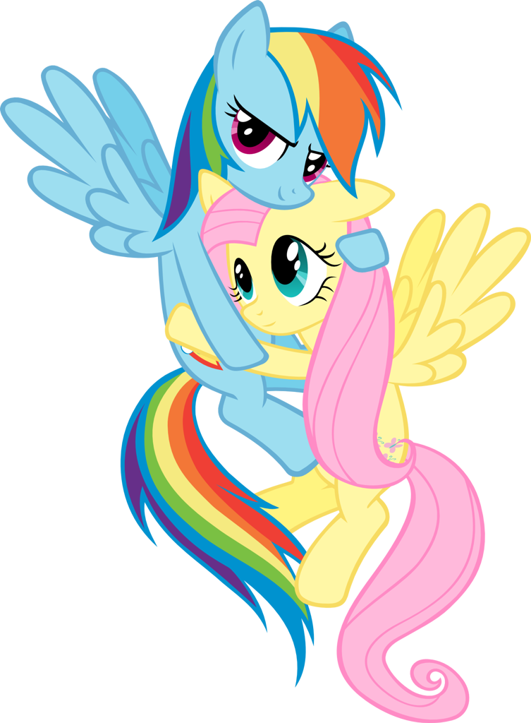 Image - FANMADE Rainbow Dash hugging Fluttershy - My Little 