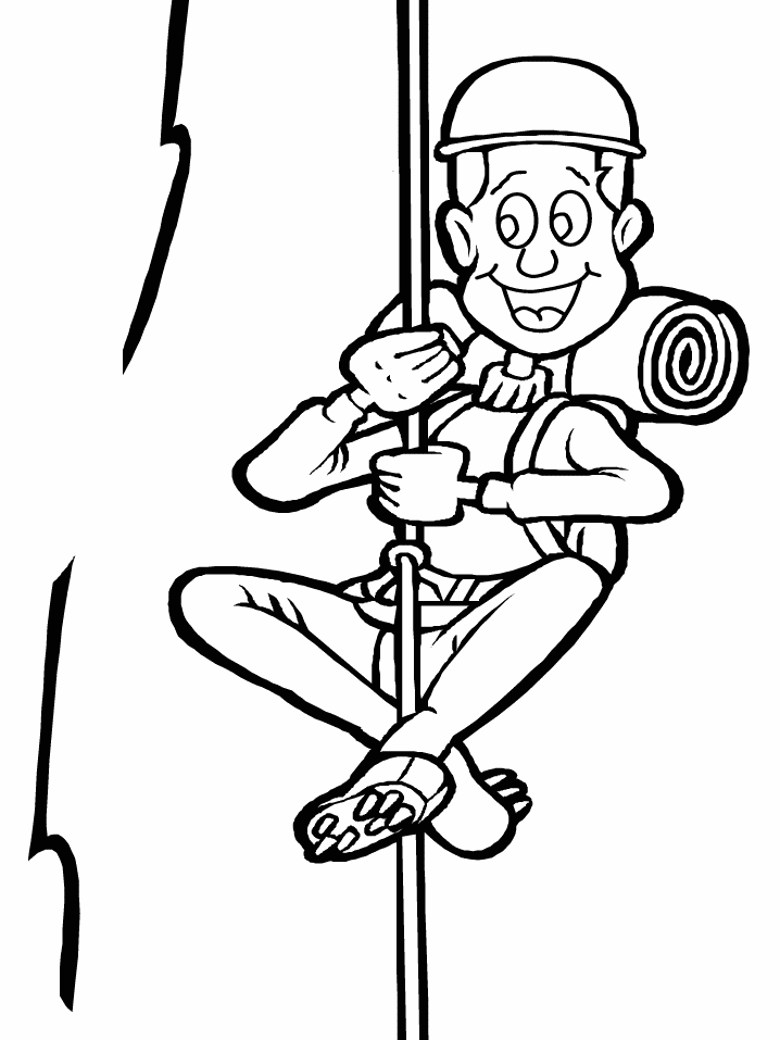 Mountain Climber Teamwork Coloring Page