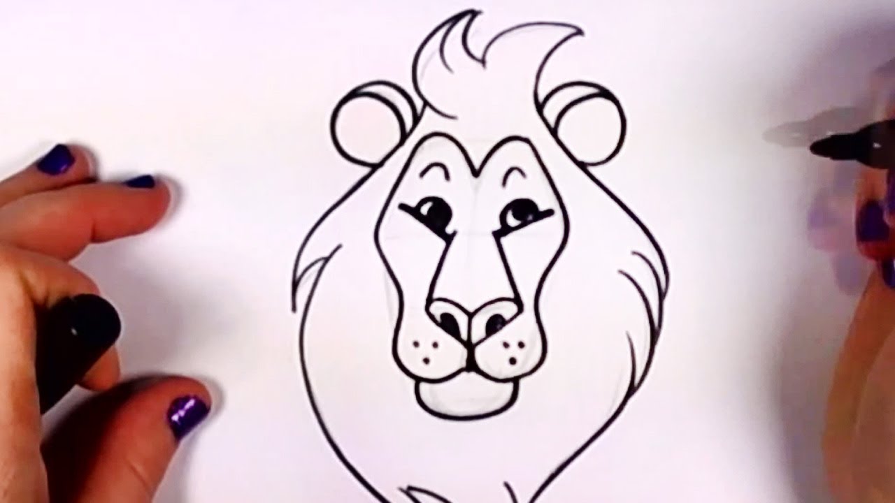 How to Draw a Cartoon Lion Step by Step - Easy Cartoon Lion Head 