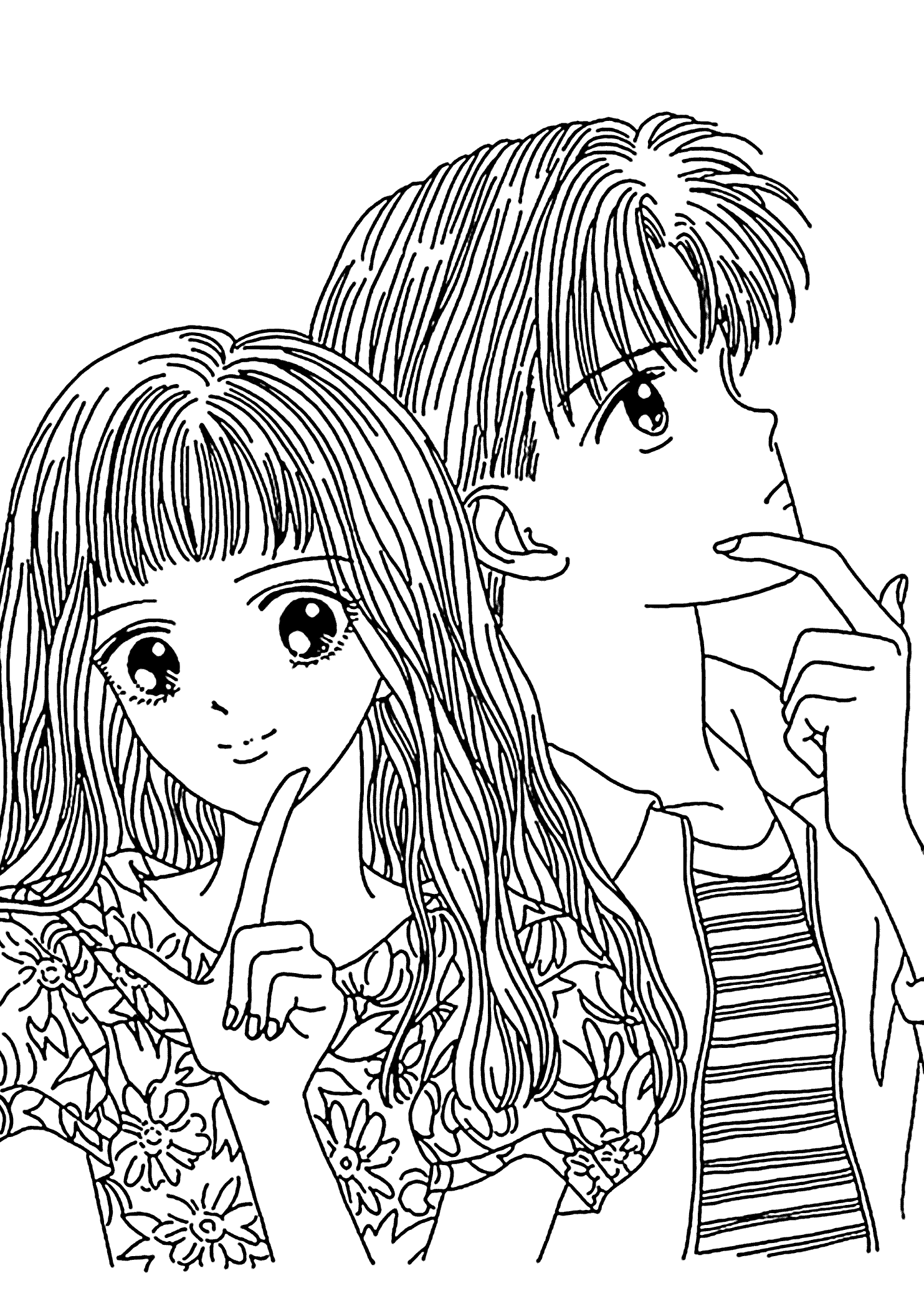 anime coloring pages girl and boy   Clip Art Library
