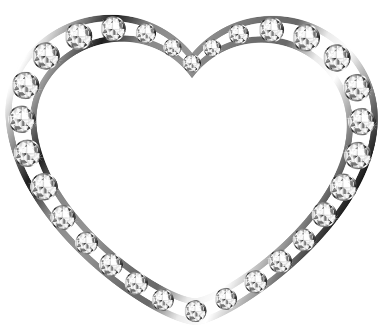 Silver Heart with Diamonds Free Clipart