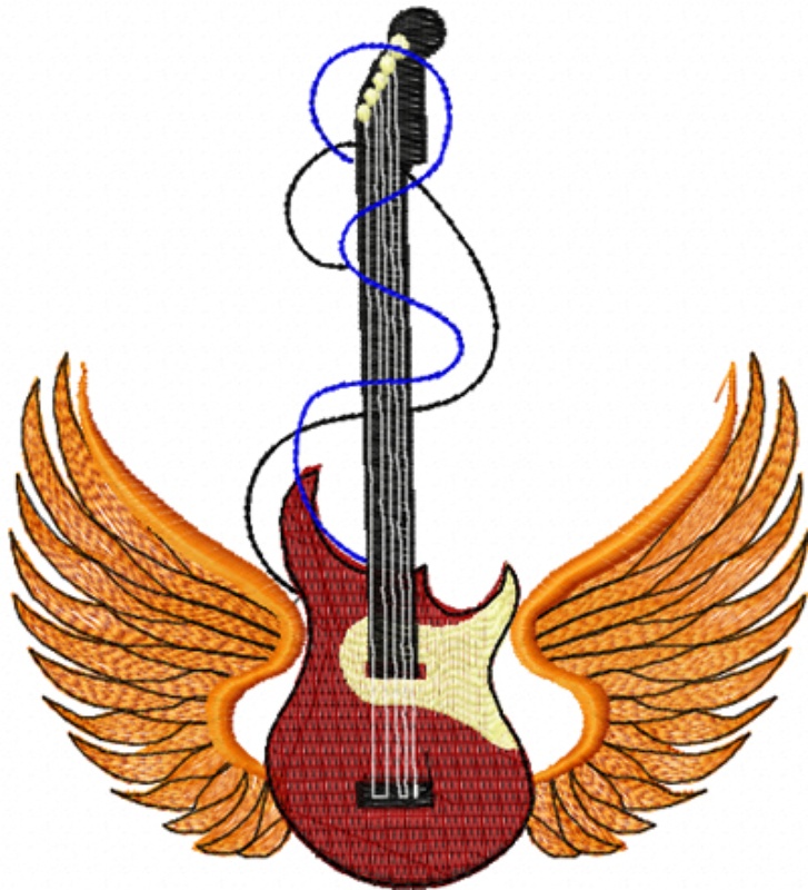 Forever Rock And Roll Guitar Machine Embroidery Design In 4 Sizes 