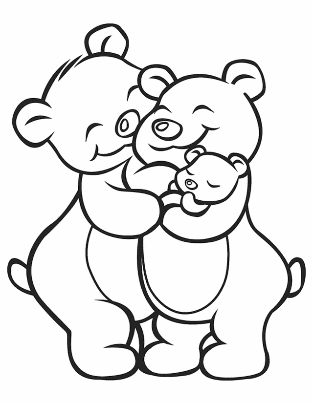 Bear family - Free Printable Coloring Pages