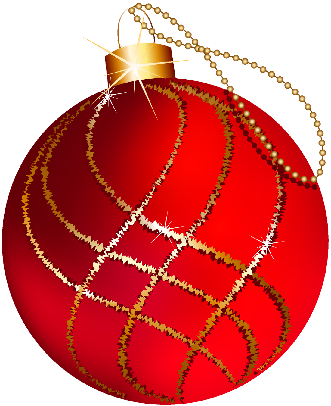 Transparent Christmas Large Red and Gold Ornament Clipart