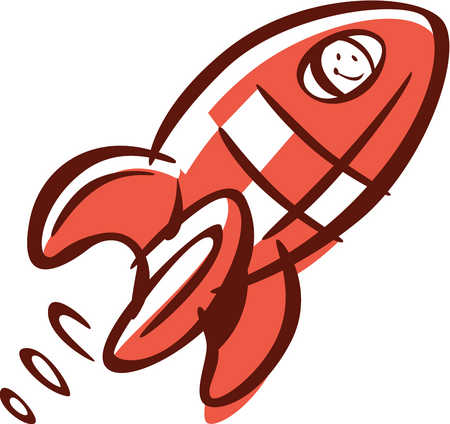 Stock Illustration - Cartoon drawing of a launching rocket 