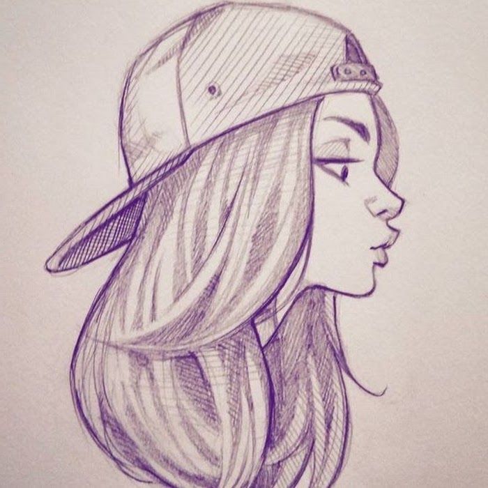 simple girl pencil art