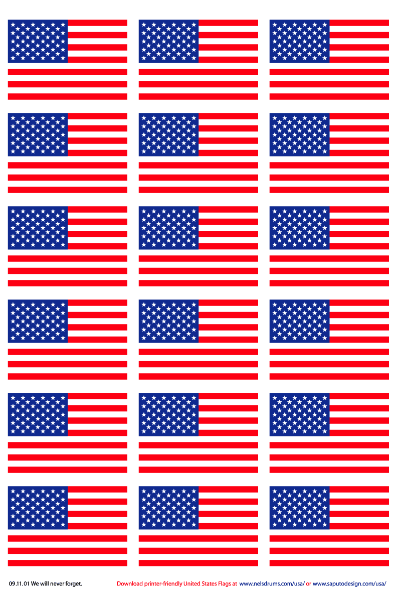 Printer-Friendly American Flags