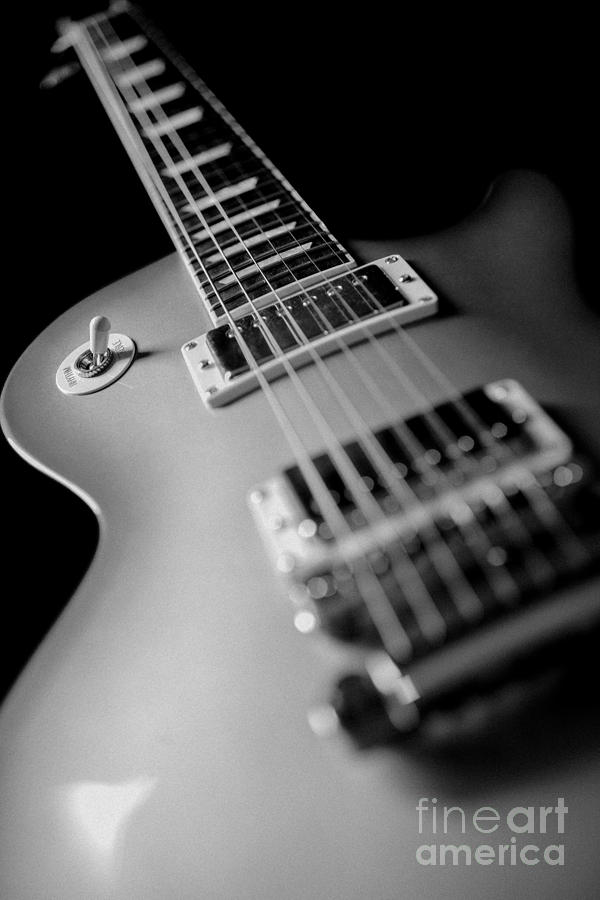 Electric Guitar Black And White Artistic Image by Jani Bryson