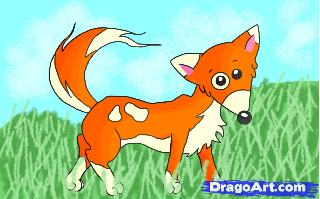 How to Draw a Cartoon Fox, Step by Step, forest animals, Animals 